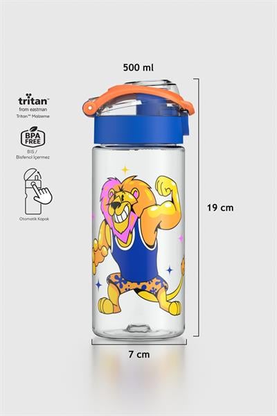 Renga Saga Desenli 500 ml Tritan Çocuk Matara 912014 Mavi