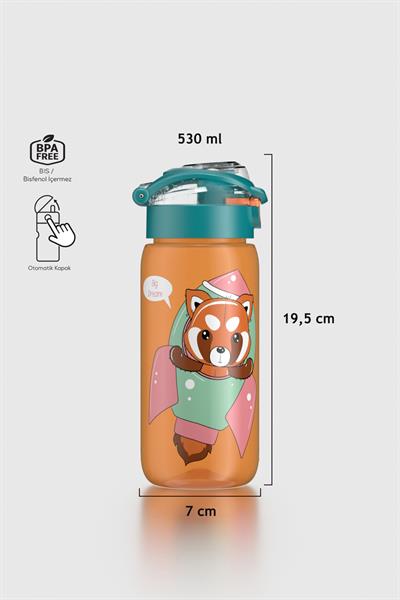 Renga Saga Desenli 530 ml Çocuk Matara 912174 Turuncu-Turkuaz