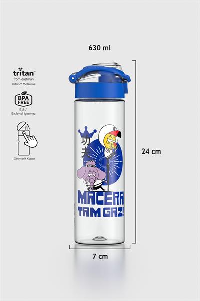 Renga Saga Kral Şakir Desenli 630 ml Tritan Çocuk Matara 222030 Mavi