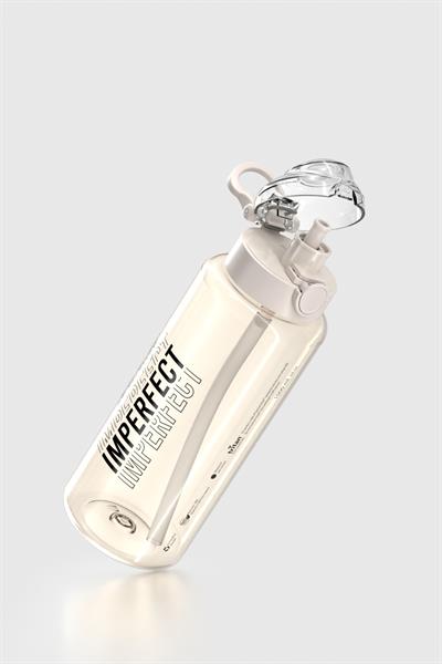 Renga Saga Loop Yazı Desenli 1000 ml Pipetli Tritan Matara 912173 Bej