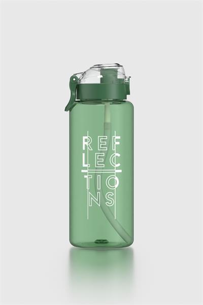 Renga Saga Loop Yazı Desenli 1000 ml Pipetli Tritan Matara 912173 Yeşil