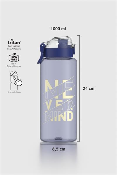 Renga Saga Loop Yazı Desenli 1000 ml Tritan Matara 912138 Mavi