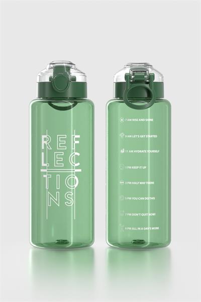 Renga Saga Loop Yazı Desenli 1000 ml Tritan Matara 912138 Yeşil