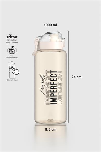 Renga Saga Loop Yazı Desenli 1000 ml Tritan Matara 912138 Bej