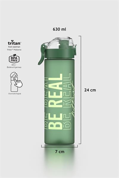 Renga Saga Loop Yazı Desenli 630 ml Mat Tritan Matara 912137 Yeşil