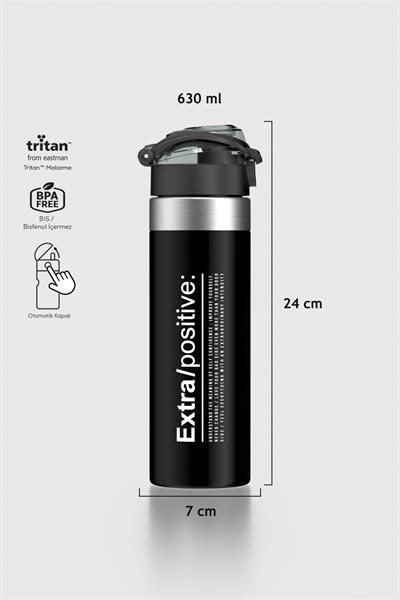 Renga Saga Metal Aksesuarlı 630 ml Tritan Matara 912092 Positive Siyah