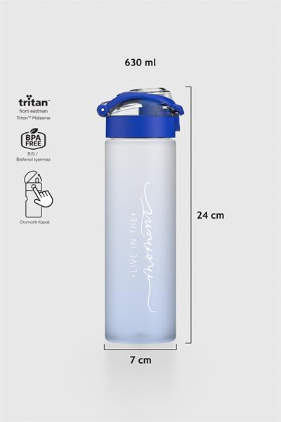 Renga Saga Moment Yazı Desenli 630 ml Mat Tritan Matara 912120 Mavi