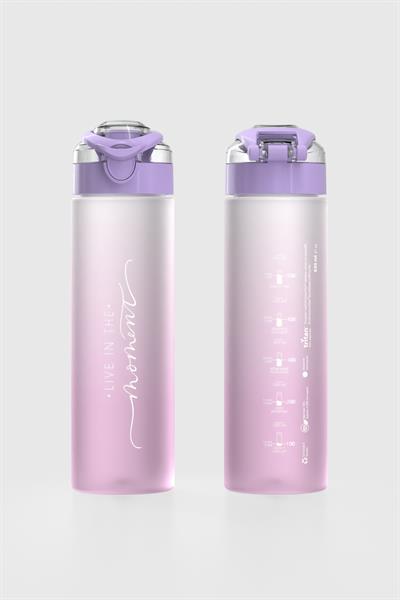 Renga Saga Moment Yazı Desenli 630 ml Mat Tritan Matara 912120 Mor