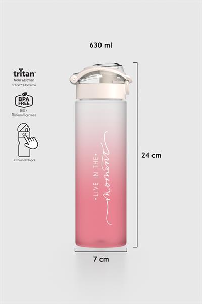 Renga Saga Moment Yazı Desenli 630 ml Mat Tritan Matara 912120 Pudra