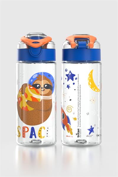 Renga Saga Space Desenli 500 ml Tritan Çocuk Matara 912014 Mavi-Turuncu