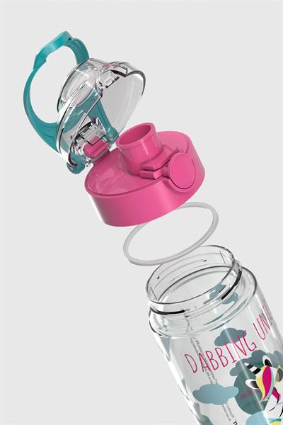 Renga Saga Unicorn Desenli 500 ml Tritan Çocuk Matara 912014 Pembe-Turkuaz