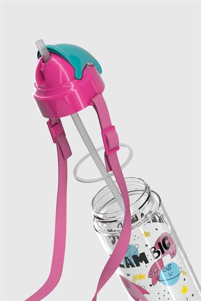 Renga Sonic Air Desenli 500 ml Askılı Pipetli Tritan Çocuk Matara 912058 Pembe