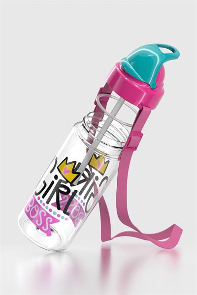 Renga Sonic Air Desenli 500 ml Askılı Pipetli Tritan Çocuk Matara 912058 Pembe-Mint