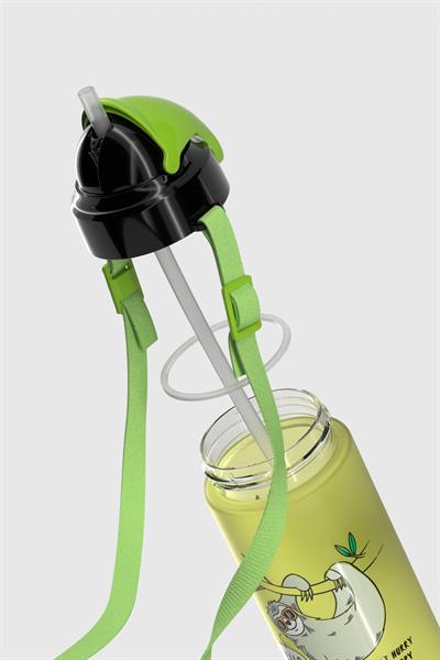 Renga Sonic Air Desenli 500 ml Askılı Pipetli Mat Tritan Çocuk Matara 912119 Yeşil
