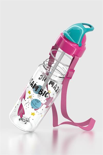 Renga Sonic Air Desenli 500 ml Askılı Pipetli Tritan Çocuk Matara 912058 Pembe