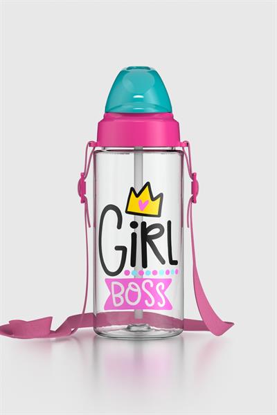 Renga Sonic Air Desenli 500 ml Askılı Pipetli Tritan Çocuk Matara 912058 Pembe-Mint
