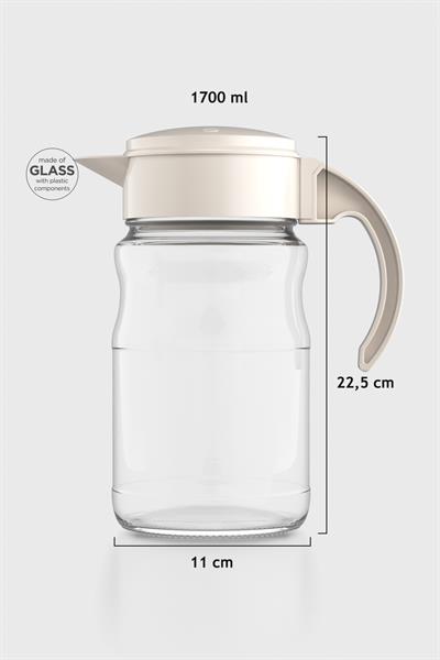 Renga Spiro 1700 ml Bej Kapaklı Cam Sürahi 111031