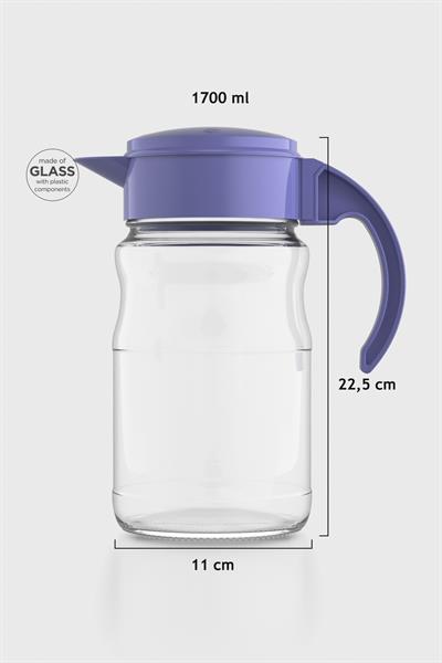 Renga Spiro 1700 ml Mor Kapaklı Cam Sürahi 111031