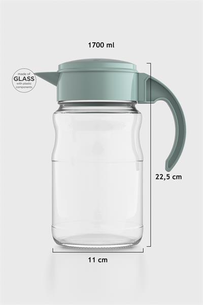 Renga Spiro 1700 ml Pastel Yeşil Kapaklı Cam Sürahi 111031