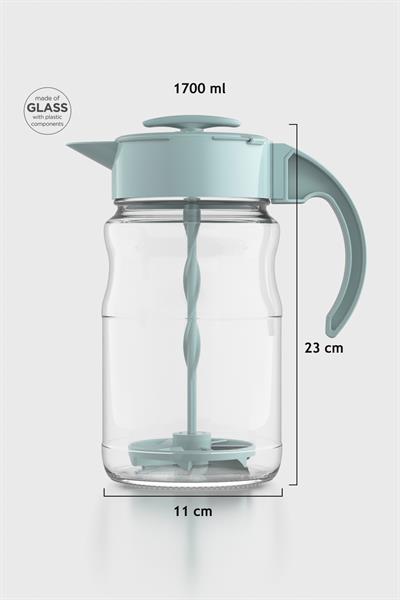 Renga Spiro 1700 ml Turkuaz Kapaklı Cam Karıştırma Sürahisi 111030