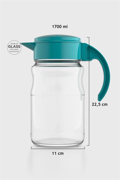 Renga Spiro 1700 ml Turkuaz Kapaklı Cam Sürahi 111031