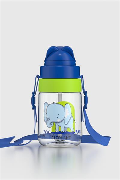 Renga Taffy Desenli 330 ml Askılı Pipetli Tritan Bebek Suluk 222056 Mavi