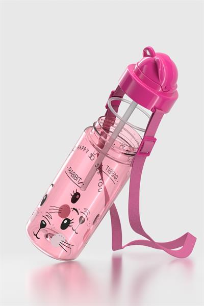 Renga Taffy Desenli 500 ml Askılı Pipetli Tritan Çocuk Matara 912080 Pembe