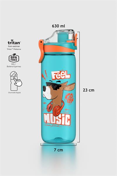 Renga Trego Desenli 630 ml Tritan Çocuk Matara 912171 Turkuaz