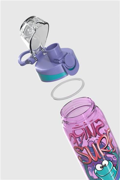 Renga Trego Desenli 630 ml Tritan Çocuk Matara 912171 Mor