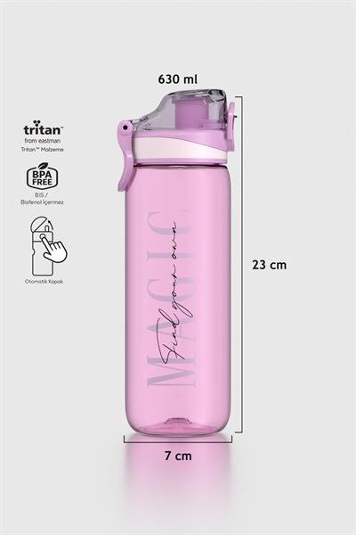 Renga Trego Yazı Desenli 630 ml Tritan Matara 912155 Mor