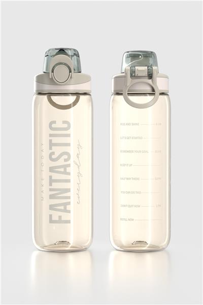 Renga Trego Yazı Desenli 630 ml Tritan Matara 912155 Bej