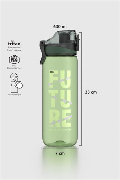 Renga Trego Yazı Desenli 630 ml Tritan Matara 912155 Yeşil
