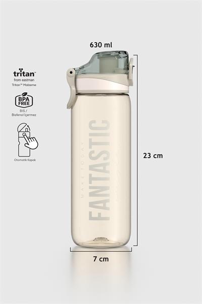 Renga Trego Yazı Desenli 630 ml Tritan Matara 912155 Bej