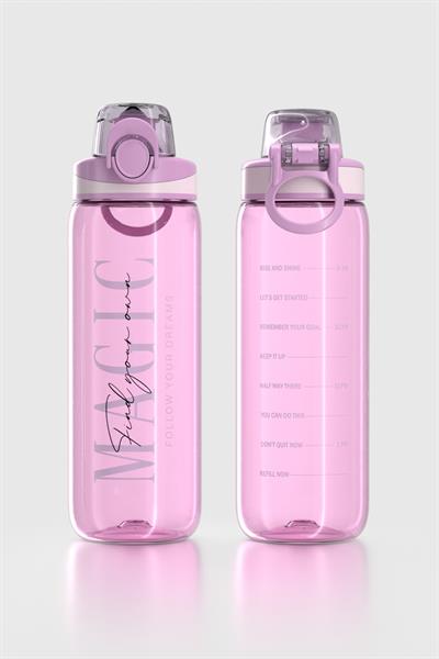 Renga Trego Yazı Desenli 630 ml Tritan Matara 912155 Mor