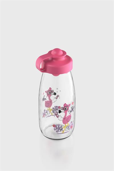Renga Ufo Kids Flamingo Desen 250 ml Cam Şişe 182030 Fuşya