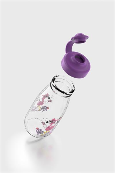Renga Ufo Kids Flamingo Desen 250 ml Cam Şişe 182030 Mor