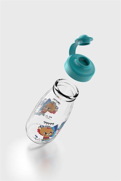 Renga Ufo Kids Surfing Desen 250 ml Cam Şişe 182030 Sky Turkuaz