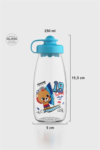 Renga Ufo Kids Surfing Desen 250 ml Cam Şişe 182030 Turkuaz