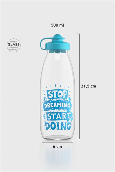 Renga Ufo Stop Dreaming Desen 500 ml Cam Şişe 182031 Turkuaz