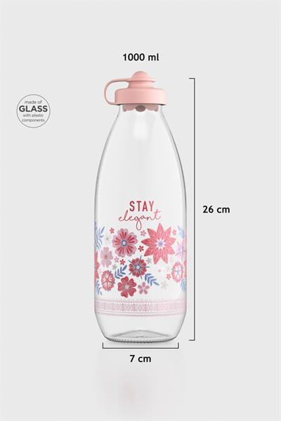 Renga Ufo Yazı Desenli 1000 ml Cam Şişe 182052 Pudra
