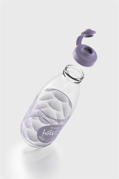 Renga Ufo Yazı Desenli 1000 ml Cam Şişe 182052 Mor