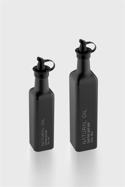 Renga Urla Natural Oil Yazılı 250 ml ve 500 ml 2li Cam Yağlık Seti 152072 Mat Siyah