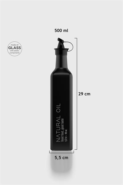 Renga Urla Yazı Desenli 500 ml Cam Yağlık 152073 Mat Siyah
