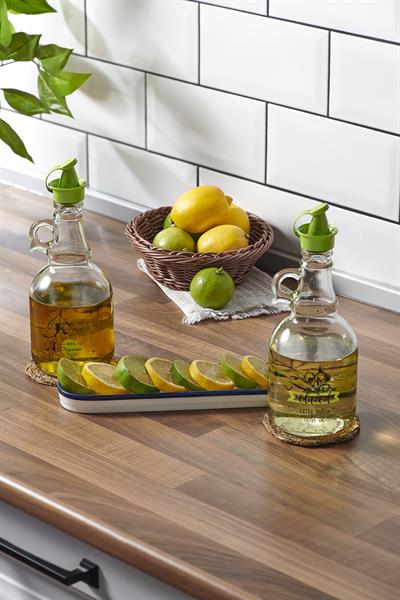 Renga Urla Zeytin Desenli 500 ml Yeşil Kapaklı Cam Yağlık 152076
