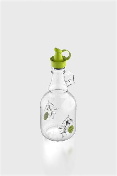Renga Urla Zeytin Desenli 500 ml Yeşil Kapaklı Cam Yağlık 152076