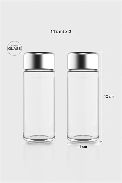 Renga Voca 112 ml Metal Kapaklı 2li Cam Tuzluk Biberlik Seti 121011
