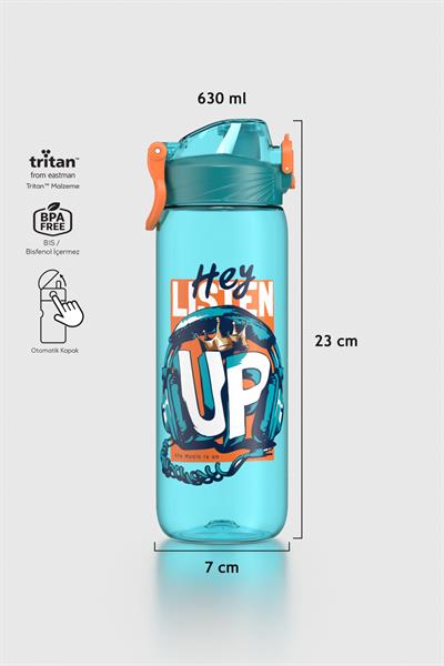 Renga Wave Desenli 630 ml Tritan Çocuk Matara 912166 Turkuaz