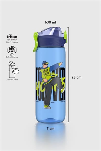 Renga Wave Desenli 630 ml Tritan Çocuk Matara 912166 Mavi