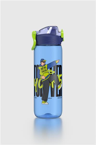 Renga Wave Desenli 630 ml Tritan Çocuk Matara 912166 Mavi