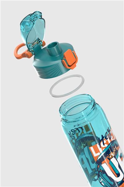 Renga Wave Desenli 630 ml Tritan Çocuk Matara 912166 Turkuaz